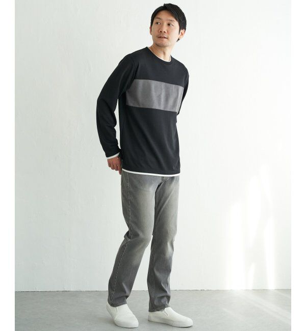 ikka「ミニ裏毛切り替えロンT」|Tシャツ・カットソー|