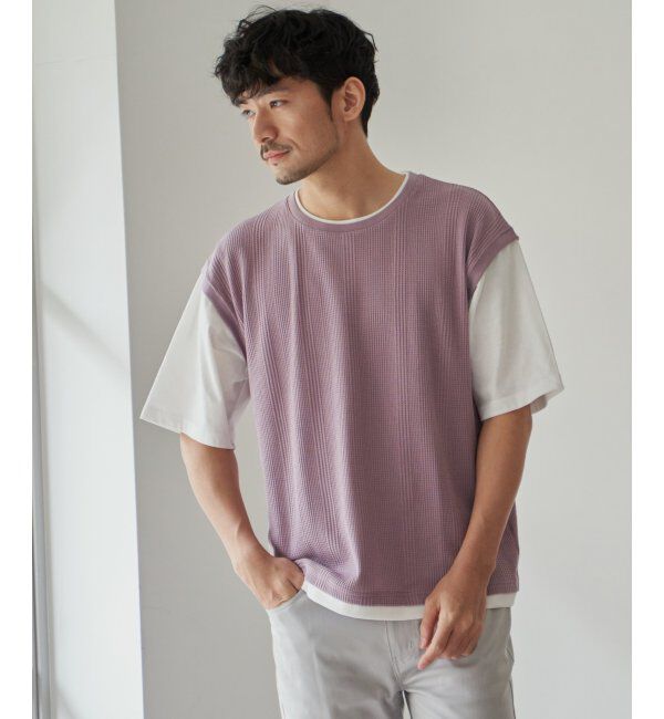 ikka「5分袖フェイクベストTシャツ」|Tシャツ・カットソー|