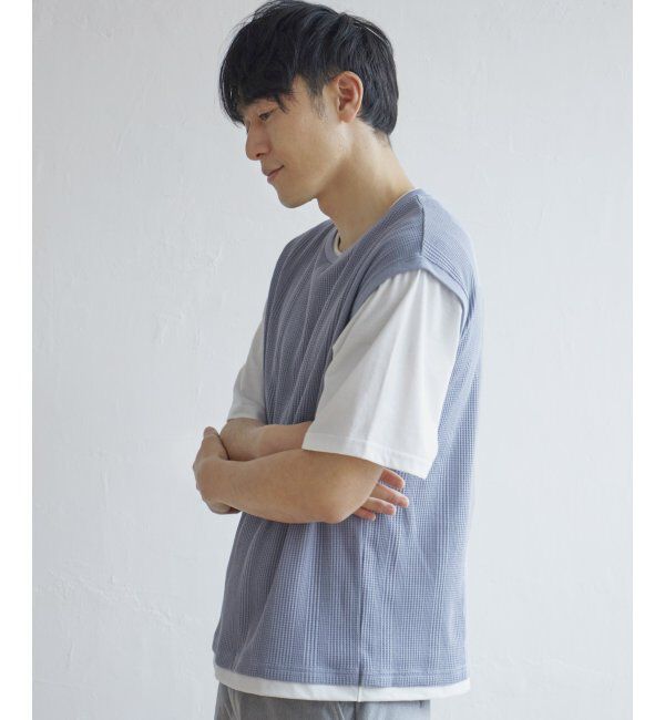 ikka「5分袖フェイクベストTシャツ」|Tシャツ・カットソー|