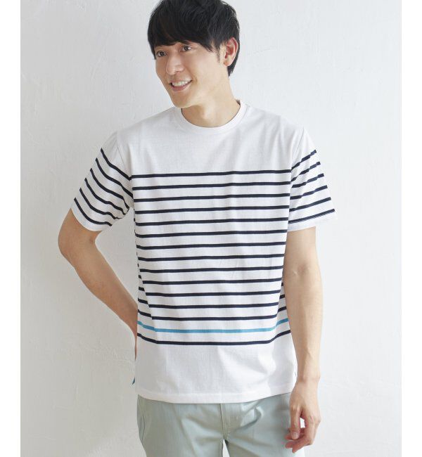 ikka「ボルテックスパネルボーダーＴ」|Tシャツ・カットソー|ホワイト