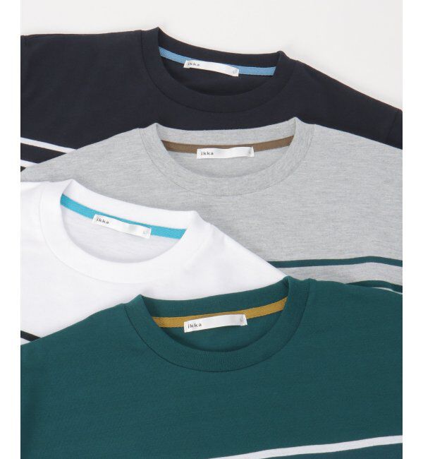 ikka「ボルテックスパネルボーダーＴ」|Tシャツ・カットソー|