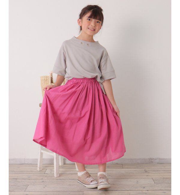 ikka kids「【親子おそろい】鹿の子ワイドネックプルオーバー（120~160cm）」|Tシャツ・カットソー|