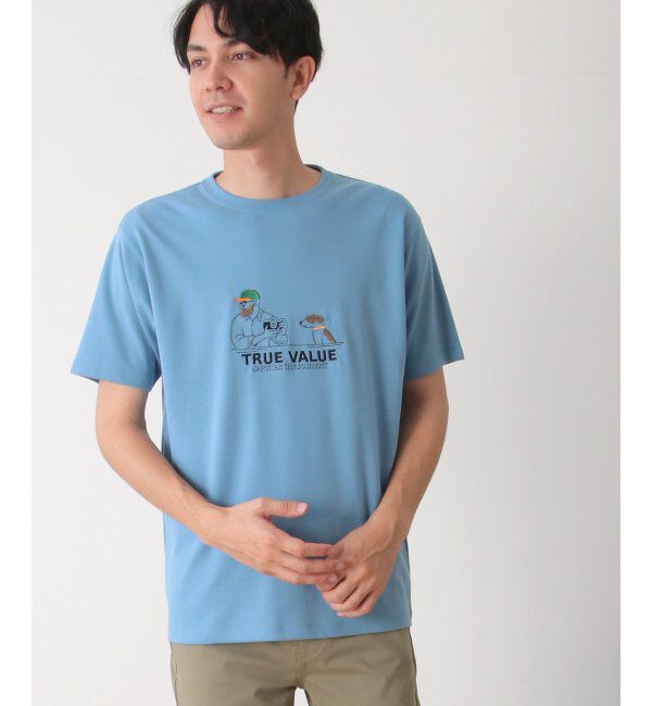 ikka「カメラマンサガラ刺繍Tシャツ」|Tシャツ・カットソー|ブルー