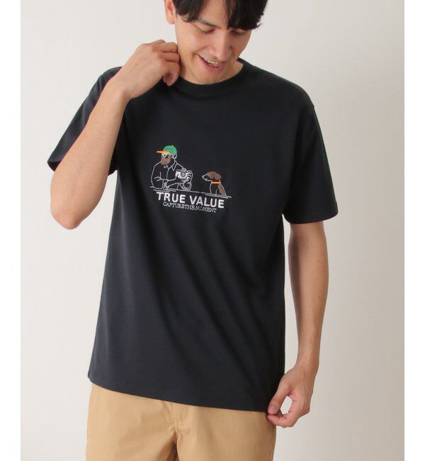 ikka「カメラマンサガラ刺繍Tシャツ」|Tシャツ・カットソー|ネイビー