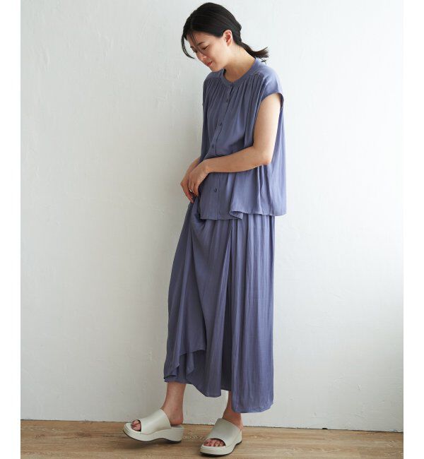 ikka「カッセンギャザーフレンチ袖シャツ」|シャツ・ブラウス|