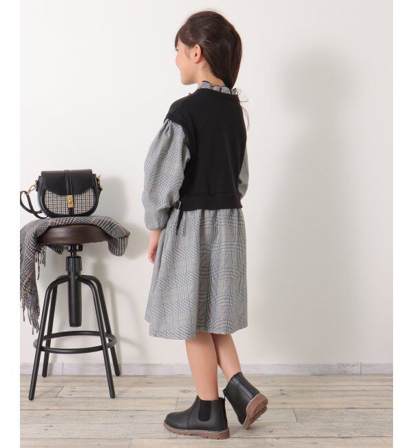 ikka kids「フリルネックレイヤードッキングワンピース（120~160cm）」|スカート|