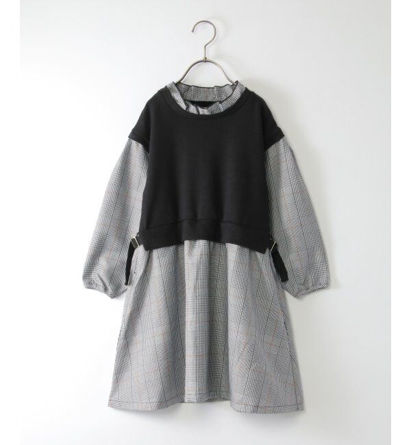 ikka kids「フリルネックレイヤードッキングワンピース（120~160cm）」|スカート|