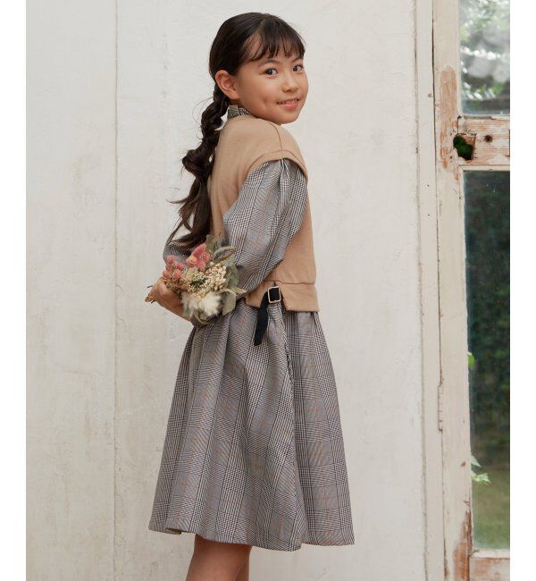 ikka kids「フリルネックレイヤードッキングワンピース（120~160cm）」|スカート|