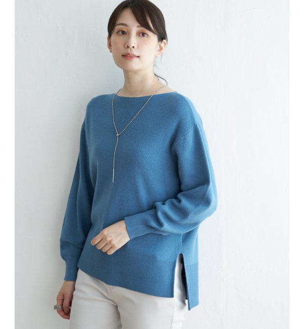 ikka「総針ボートネックプルオーバー」|プルオーバー|ブルー
