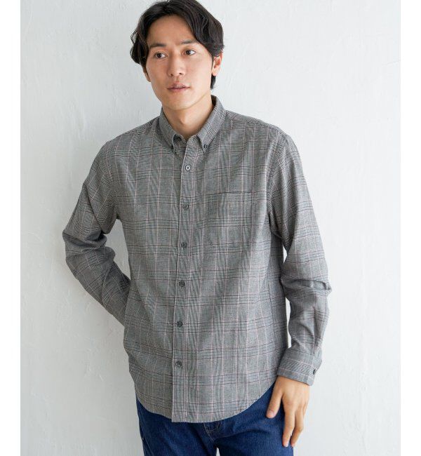 ikka「イージーケアフランネルチェックシャツ」|シャツ・ブラウス|グレイ