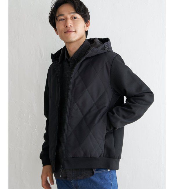 ikka「sorona(R)コンビ中綿パーカー」|ブルゾン・スタジャン|ブラック