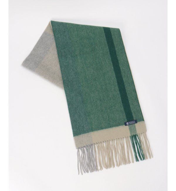 ikka「ウールパネルヘリンボンマフラー」|マフラー|グリーン