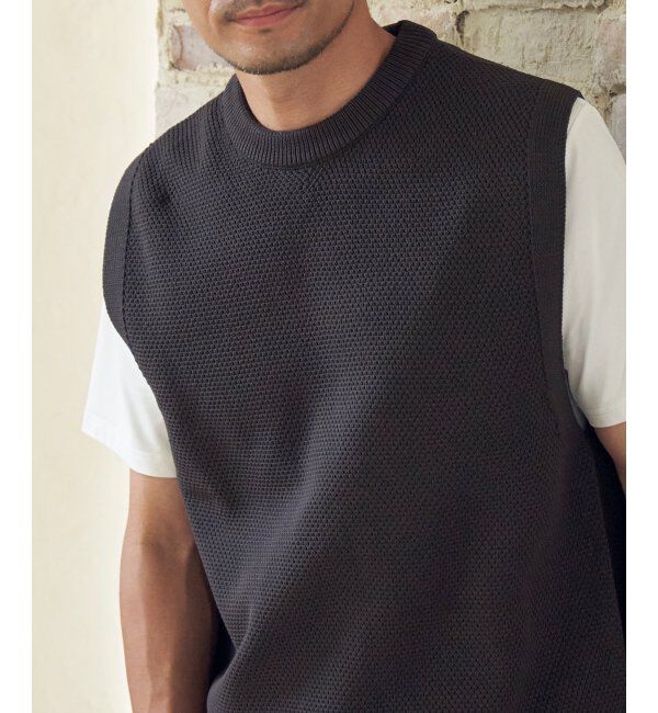 ikka「【洗濯機で洗える】GOKU楽ニット鹿の子ベスト」|ニット・セーター|