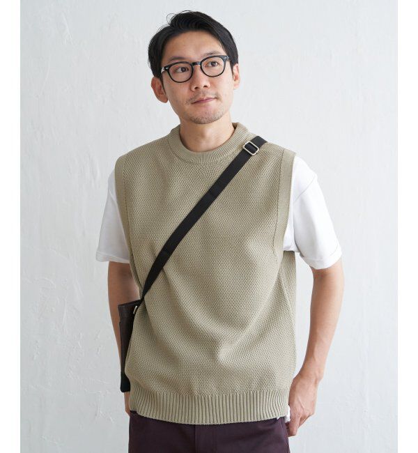 ikka「【洗濯機で洗える】GOKU楽ニット鹿の子ベスト」|ニット・セーター|
