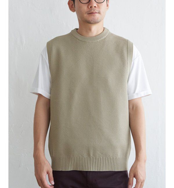 ikka「【洗濯機で洗える】GOKU楽ニット鹿の子ベスト」|ニット・セーター|