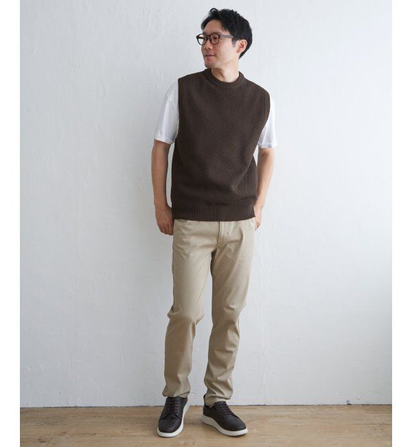 ikka「【洗濯機で洗える】GOKU楽ニット鹿の子ベスト」|ニット・セーター|