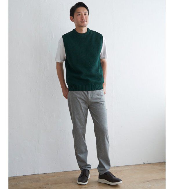 ikka「【洗濯機で洗える】GOKU楽ニット鹿の子ベスト」|ニット・セーター|