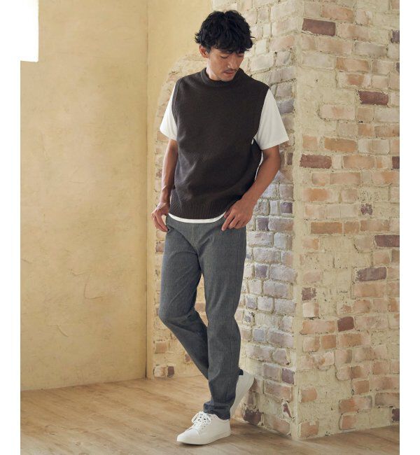 ikka「【洗濯機で洗える】GOKU楽ニット鹿の子ベスト」|ニット・セーター|