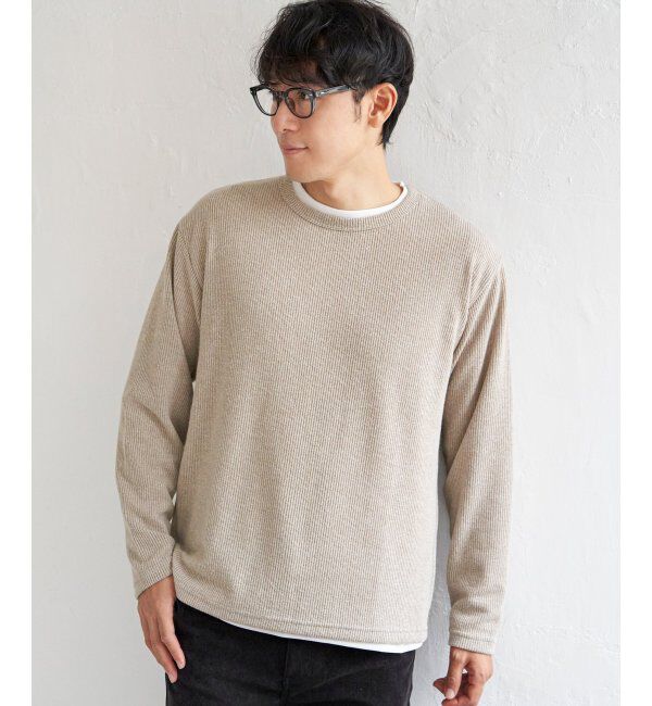 ikka「【2点セット】メランジ畦プルオーバーインナーセット」|パーカー|ベージュ