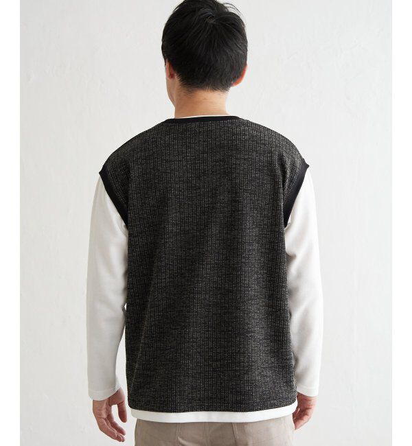 ikka「ビッグワッフルフェイクベストロンT」|Tシャツ・カットソー|