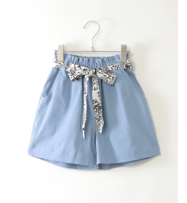 ikka kids「スカーフベルト付きストレッチキュロット（120~160cm）」|その他|ブルー