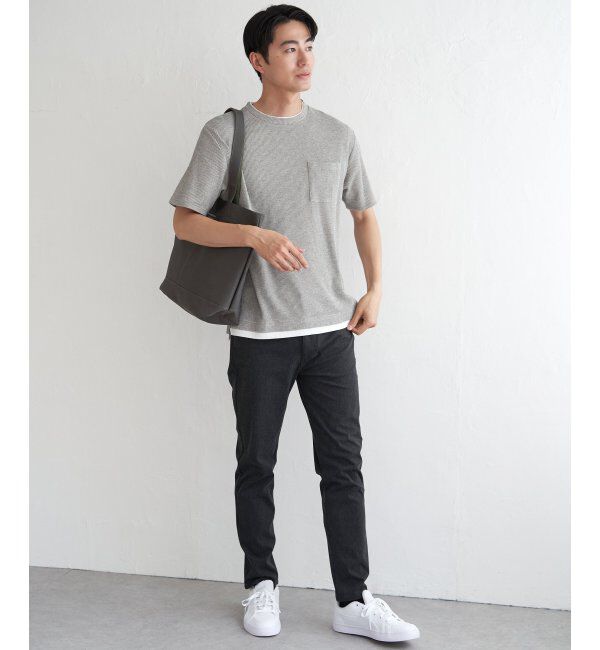 ikka「【雑誌MonoMax5月号掲載】メランジワッフルポケ付きフェイクTシャツ」|Tシャツ・カットソー|