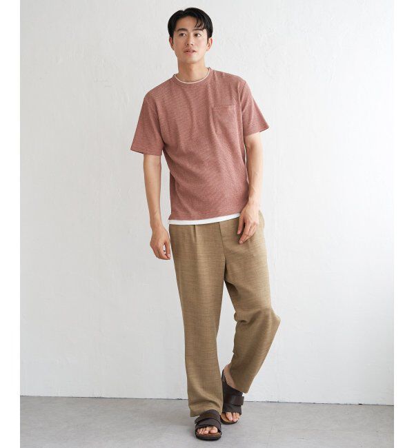 ikka「【雑誌MonoMax5月号掲載】メランジワッフルポケ付きフェイクTシャツ」|Tシャツ・カットソー|