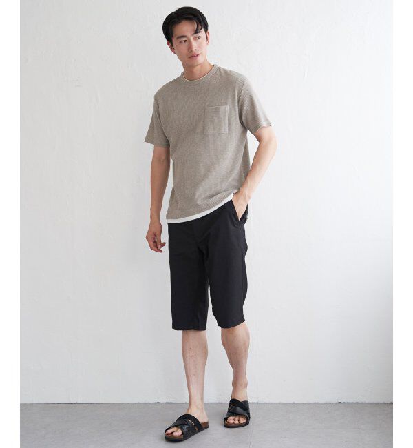 ikka「【雑誌MonoMax5月号掲載】メランジワッフルポケ付きフェイクTシャツ」|Tシャツ・カットソー|