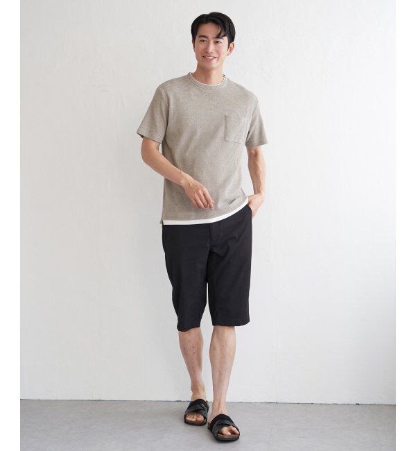 ikka「【雑誌MonoMax5月号掲載】メランジワッフルポケ付きフェイクTシャツ」|Tシャツ・カットソー|