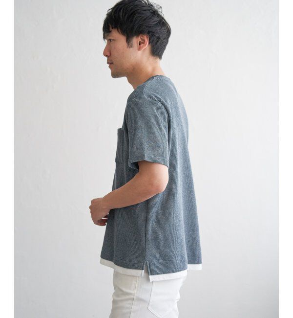 ikka「【雑誌MonoMax5月号掲載】メランジワッフルポケ付きフェイクTシャツ」|Tシャツ・カットソー|