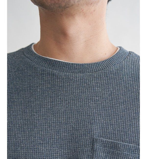 ikka「【雑誌MonoMax5月号掲載】メランジワッフルポケ付きフェイクTシャツ」|Tシャツ・カットソー|