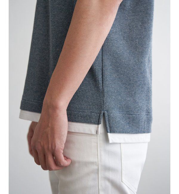 ikka「【雑誌MonoMax5月号掲載】メランジワッフルポケ付きフェイクTシャツ」|Tシャツ・カットソー|