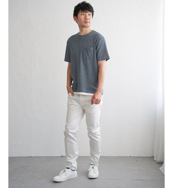 ikka「【雑誌MonoMax5月号掲載】メランジワッフルポケ付きフェイクTシャツ」|Tシャツ・カットソー|