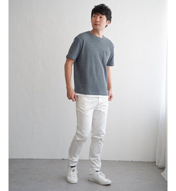 ikka「【雑誌MonoMax5月号掲載】メランジワッフルポケ付きフェイクTシャツ」|Tシャツ・カットソー|