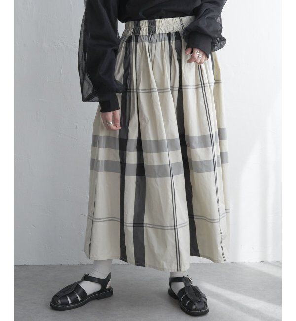 VENCE share style「タフタチェックギャザースカート」|スカート|