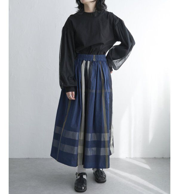 VENCE share style「タフタチェックギャザースカート」|スカート|