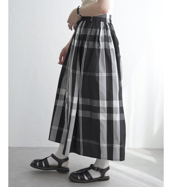 VENCE share style「タフタチェックギャザースカート」|スカート|