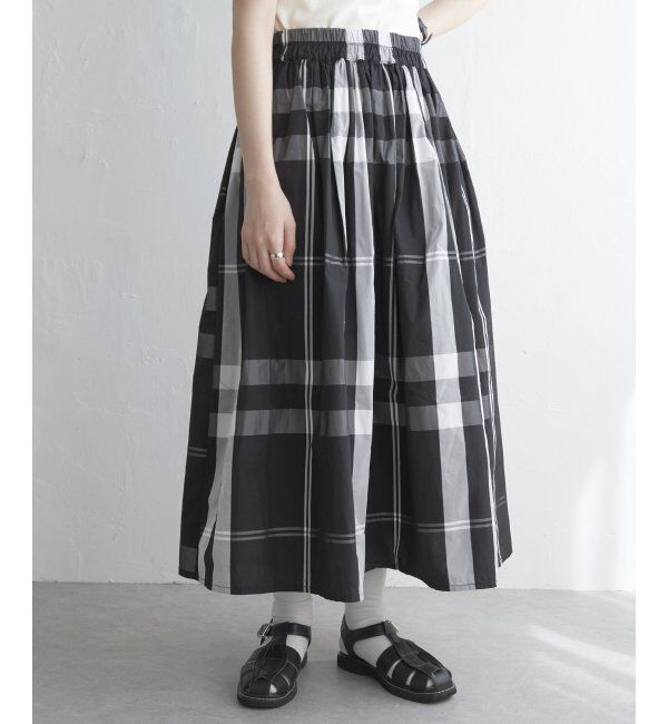 VENCE share style「タフタチェックギャザースカート」|スカート|