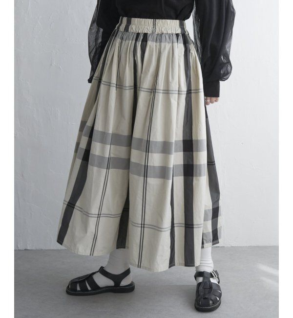 VENCE share style「タフタチェックギャザースカート」|スカート|