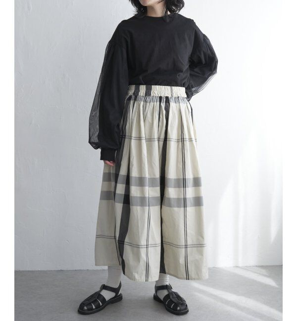 VENCE share style「タフタチェックギャザースカート」|スカート|