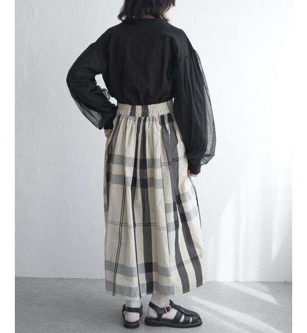 VENCE share style「タフタチェックギャザースカート」|スカート|