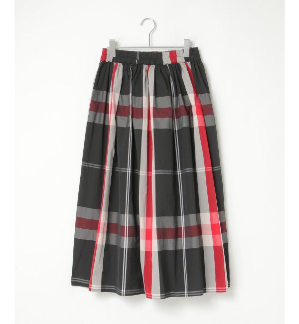 VENCE share style「タフタチェックギャザースカート」|スカート|レッド