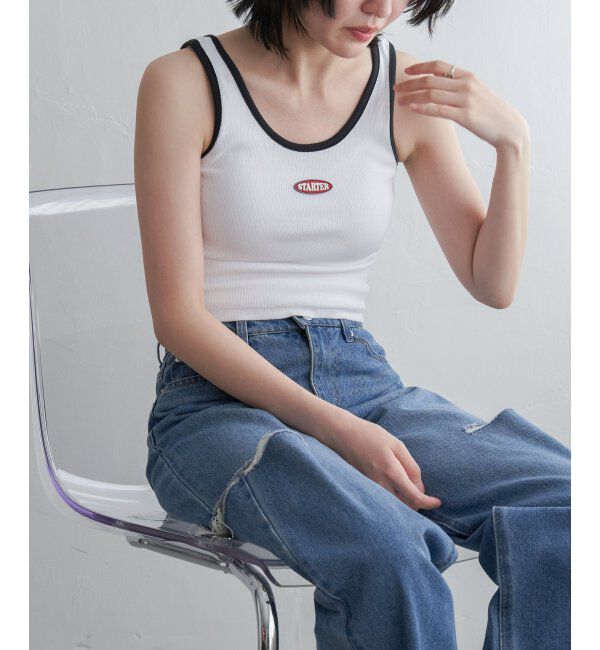 VENCE share style「STARTER BLACK LABEL スターターブラックレーベル ショートタンクトップ」|タンクトップ|ホワイト