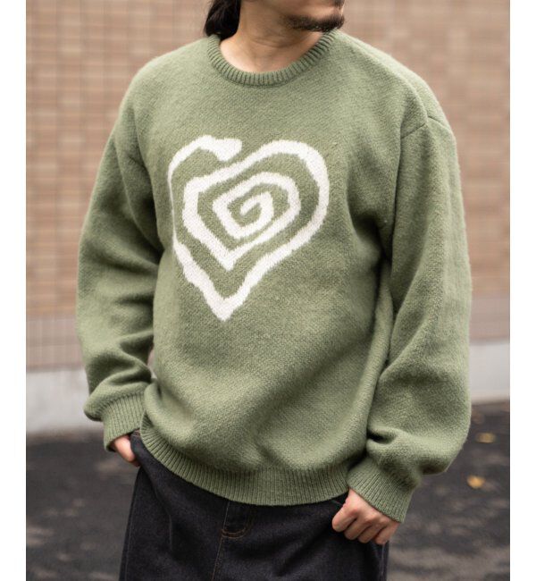 VENCE share style「グラフィックモヘアライクニット」|その他|カーキ