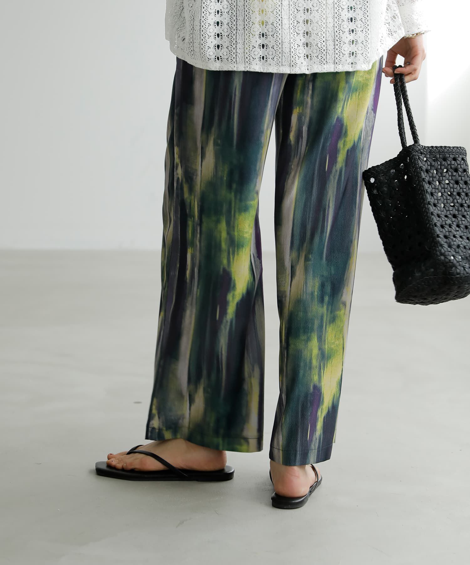 STYLE DELI「水彩ストライプ柄ワイドパンツ」|その他|