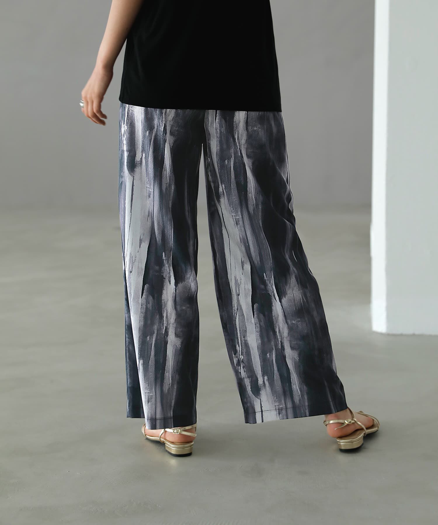 STYLE DELI「水彩ストライプ柄ワイドパンツ」|その他|