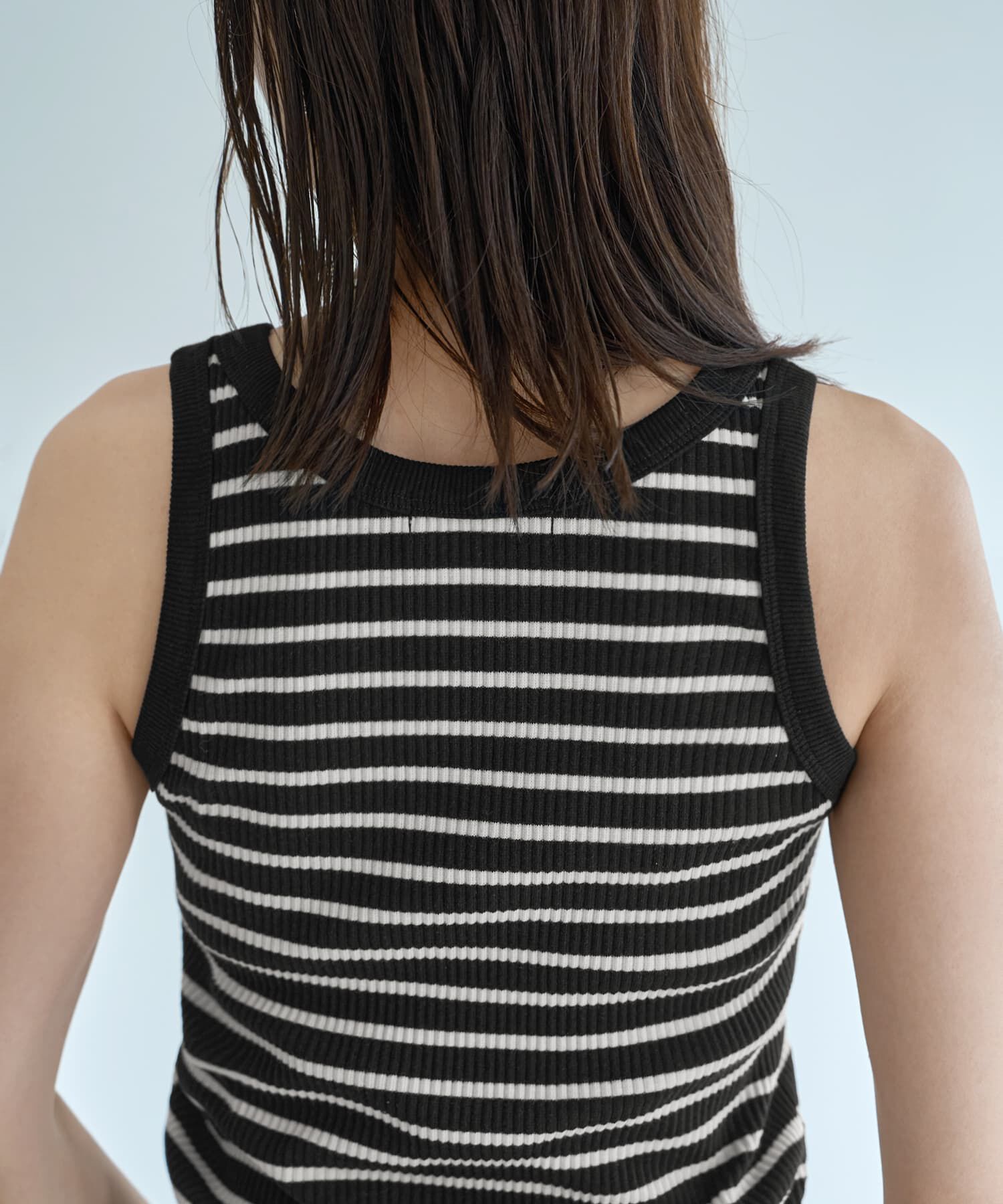 STYLE DELI「トリミングボーダーのリブ生地タンクトップ」|タンクトップ|