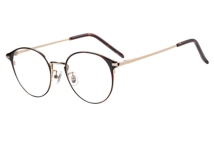  「[中顔面短縮みえメガネ]ボストン型 メガネ （レンズ交換券付き）メタルフレーム Zoff ブラックゴールド」|メガネ|