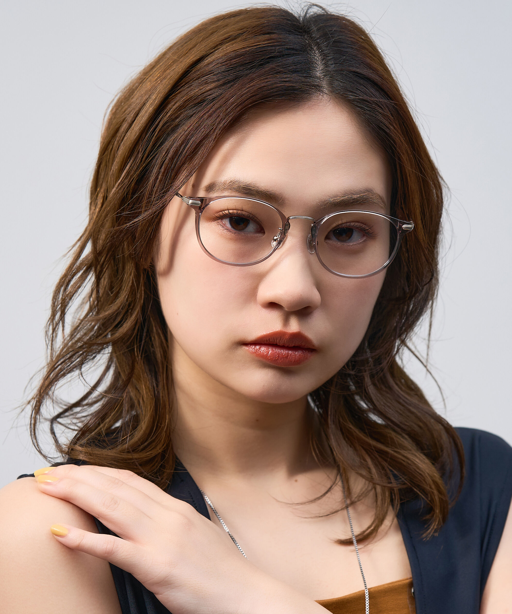  「ボストン型 軽量 メガネ｜ 軽量素材&times;チタン 大人可愛いメガネフレーム レンズ交換券付き」|メガネ|パープル