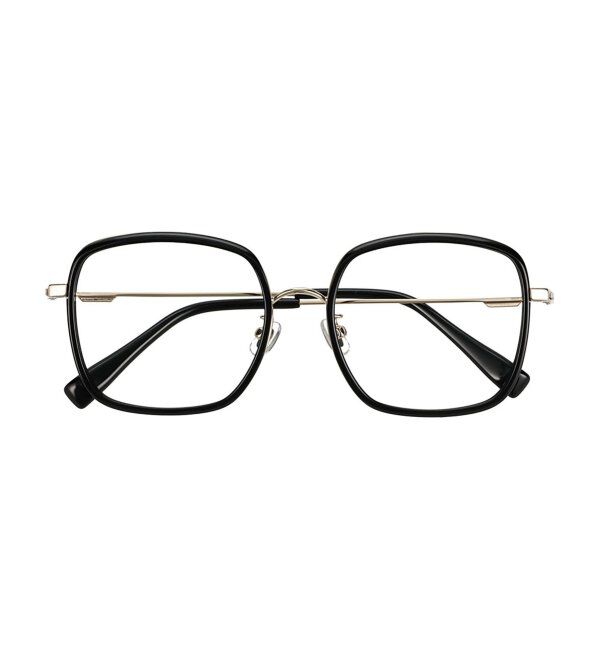  「ウェリントン型 四角形 メガネ 多角形│小顔効果 メタルフレーム│ビッグシェイプ｜ レンズ交換券付」|メガネ|